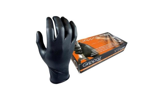 Disposable nitrile gloves M-Safe Grippaz 246BK, 50pcs box, 0,15mm thick, black, size 8/M