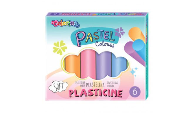 Colorino Pastel plasticine 6 colours round