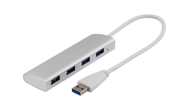 USB Hub DELTACO 4xUSB 3.0, 0.3m, silver / UH-484