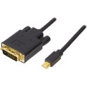Adapter DELTACO mini, DisplayPort / DVI-I, 2m, black / DP-DVI202
