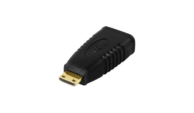 DELTACO HDMI adapter, mini HDMI male to HDMI female, 19 pin, gold plated / HDMI-18