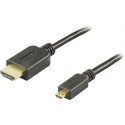 DELTACO HDMI cable, 4K, Ultra HD, HDMI Type A HA - HDMI Micro Hair, gold plated, 5 m, black / HDMI-1