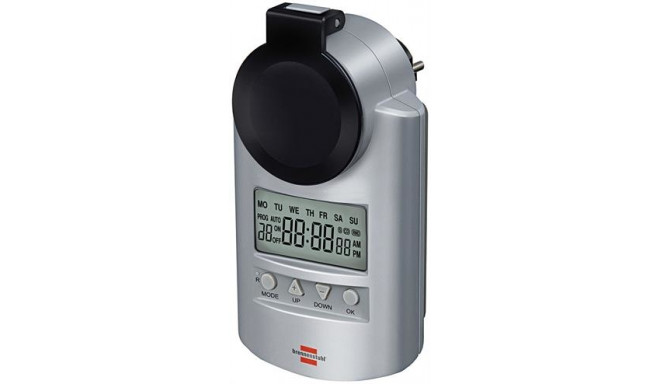 Timer for grounded outlets, 12 / 24h setting, display, 20 different programs, 240V / 16A / 3680W, Ni