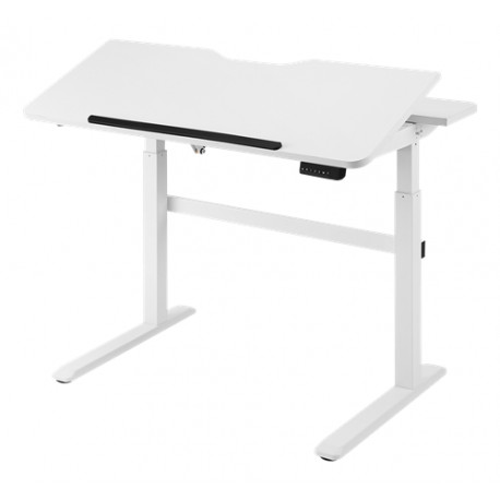 Electric sit / stand desk DELTACO OFFICE with tiltable table top and LED control panel, white / DELO
