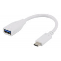 Adapter DELTACO USB 3.1 C Type C male - Type A female, 15cm, white / USBC-1205