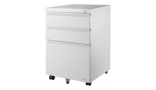 Mobile cabinet DELTACO OFFICE with lock and 3-drawers, swivel castors, white / DELO-0160