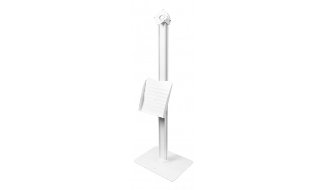 Floor stand DELTACO OFFICE with brochure holder, for iPad 9, Anti-theft, tilt, rotate, white / ARM-0