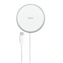 Wireless charger DELTACO with magnetic snap function, suitable for Apple iPhone 12/13, 1 m, white / 