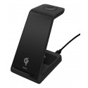 3-in-1 wireless charger DELTACO 15 W, USB-C, Qi certified, LED indicator, black / QI-1037