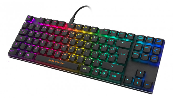 Low profile mechanical RGB keyboard DELTACO GAMING DK420 UK Layout, Outemu Brown switches, black/ RG