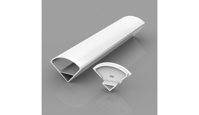 Corner anodized aluminum profile with frosted glass LED strips / set: glass, end caps 2 pcs., Fasten