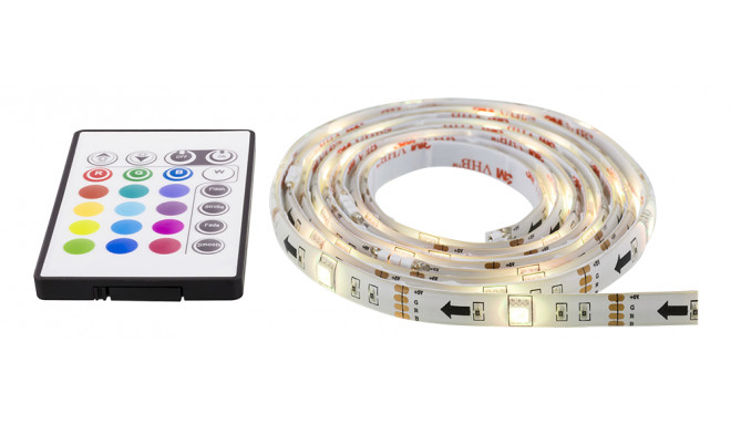 DELTACO GAMING LED strip, 2x50cm, 12 different colors, 18x RGB LED, remote control, USB 5V DC, 30,00