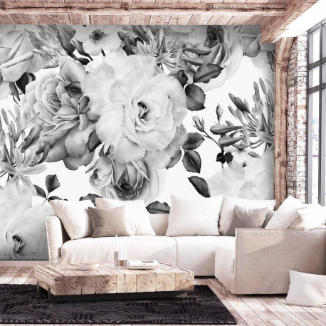 Fototapeet - Sentimental Garden (Black and White) - 450x315