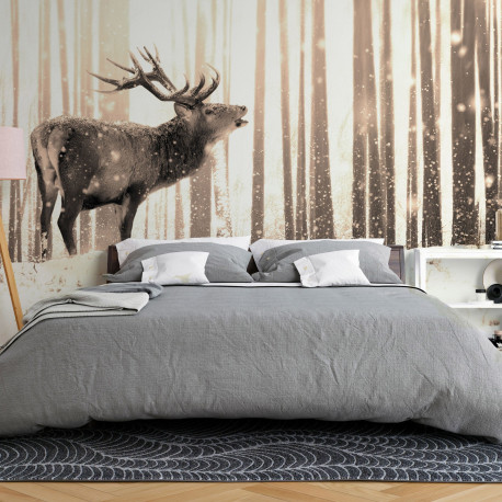 Fototapeet - Deer in the Snow (Sepia) - 100x70