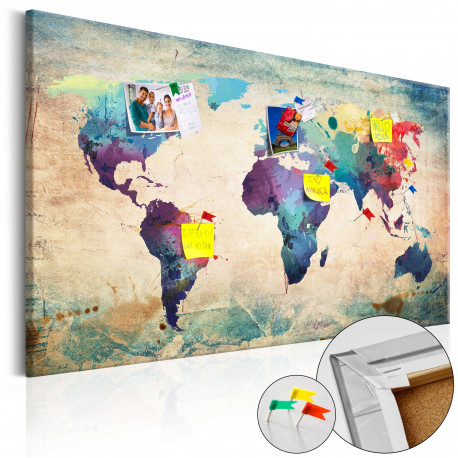 Pilt korgil - Colorful World Map [Cork Map] - 120x80
