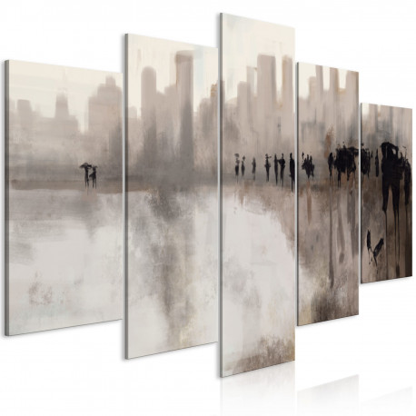 Seinapilt - City in the Rain (5 Parts) Wide - 100x50