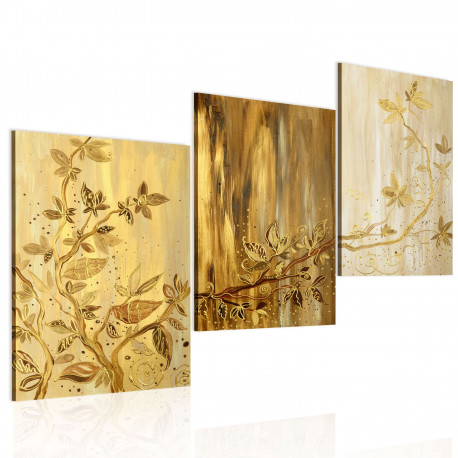 Käsitsi maalitud seinapilt - Golden leaves - 120x60