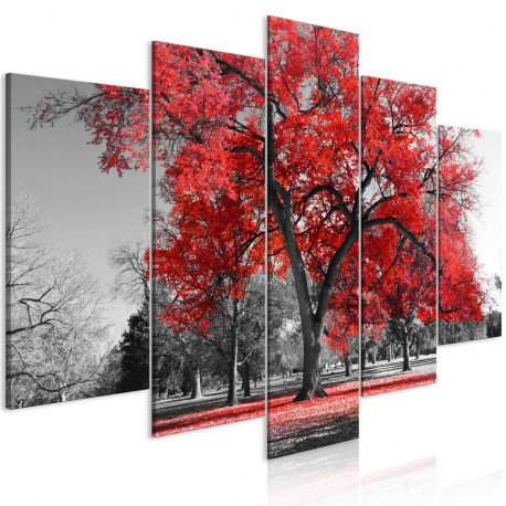 Seinapilt - Autumn in the Park (5 Parts) Wide Red - 200x100