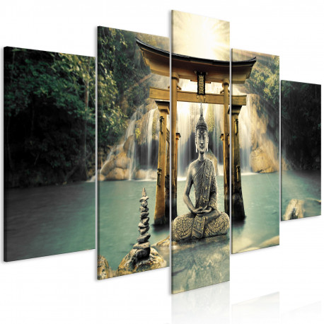Seinapilt - Buddha Smile (5 Parts) Wide - 200x100