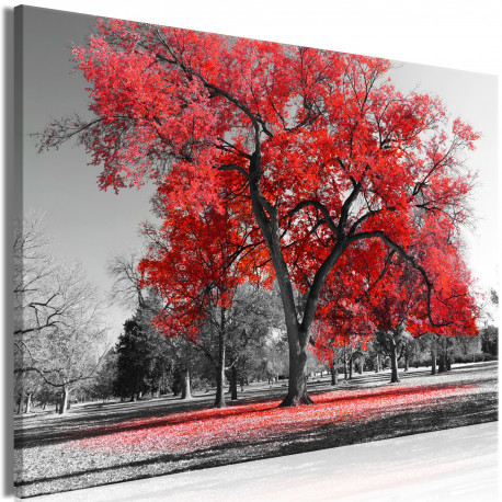 Seinapilt - Autumn in the Park (1 Part) Wide Red - 90x60