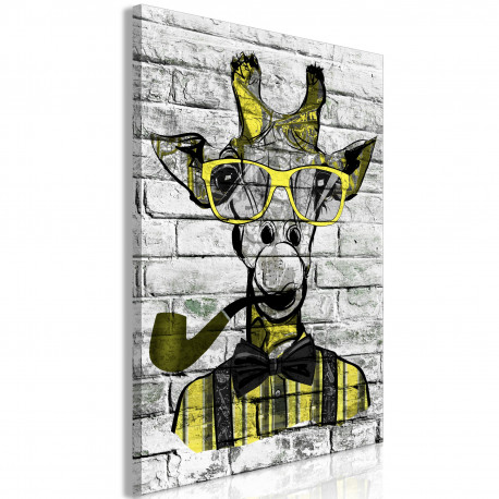Seinapilt - Giraffe with Pipe (1 Part) Vertical Yellow - 60x90