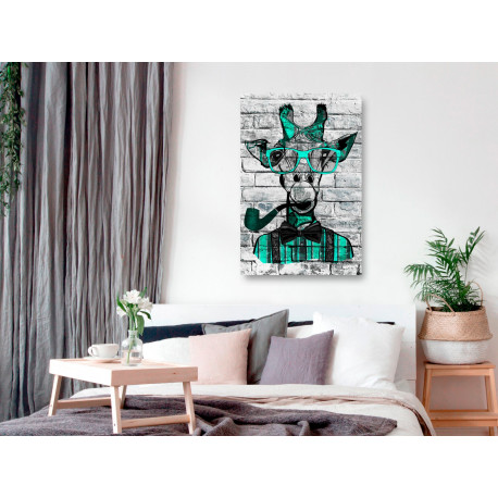 Seinapilt - Giraffe with Pipe (1 Part) Vertical Green - 80x120