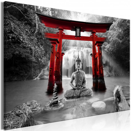 Seinapilt - Buddha Smile (1 Part) Wide Red - 120x80