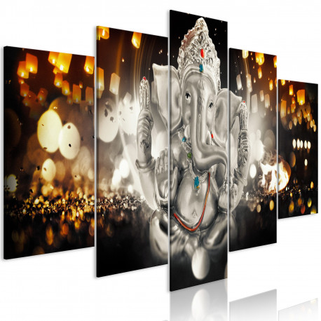 Seinapilt - Buddha's Philosophy (5 Parts) Silver Wide - 100x50