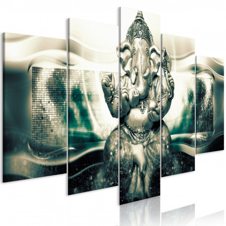 Seinapilt - Buddha Style (5 Parts) Green Wide - 100x50