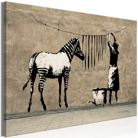 Seinapilt - Banksy: Washing Zebra on Concrete (1 Part) Wide - 120x80