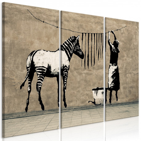 Seinapilt - Banksy: Washing Zebra on Concrete (3 Parts) - 90x60
