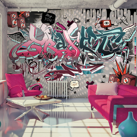 Fototapeet - Graffiti: hey You! - 100x70
