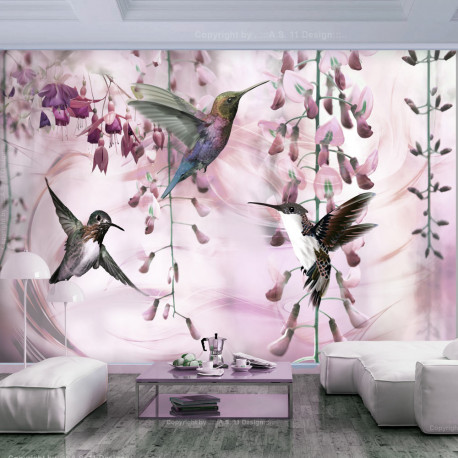 Fototapeet - Flying Hummingbirds (Pink) - 400x280