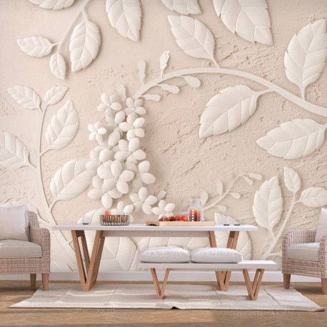 Fototapeet - Paper Flowers (Beige) - 200x140