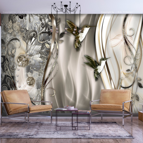 Fototapeet - Hummingbirds on the Wave (Brown) - 250x175