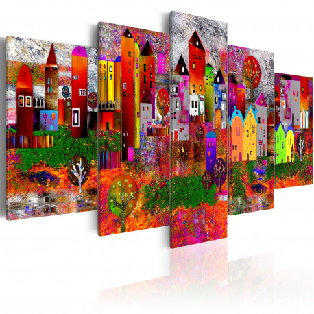 Seinapilt - Colourful Small Town - 100x50