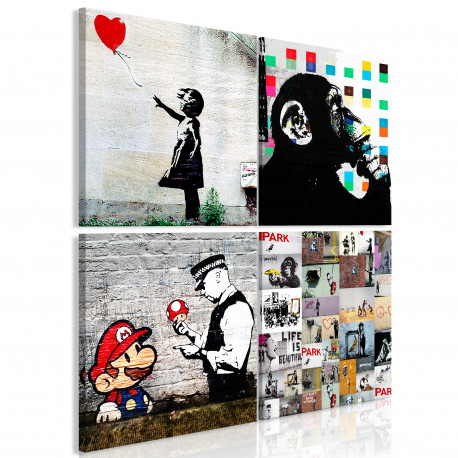 Seinapilt - Banksy Collage (4 Parts) - 40x40