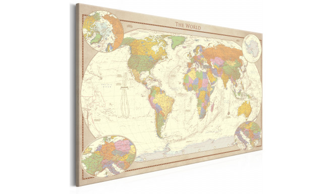 Seinapilt - Cream World Map - 120x80