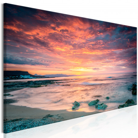 Seinapilt - Beach in Crete (1 Part) Narrow Red - 120x40