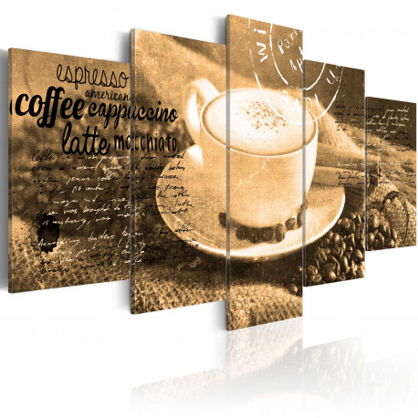 Seinapilt - Coffe, Espresso, Cappuccino, Latte machiato ... - sepia - 200x100