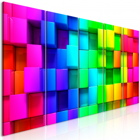 Seinapilt - Colourful Cubes (5 Parts) Narrow - 225x90