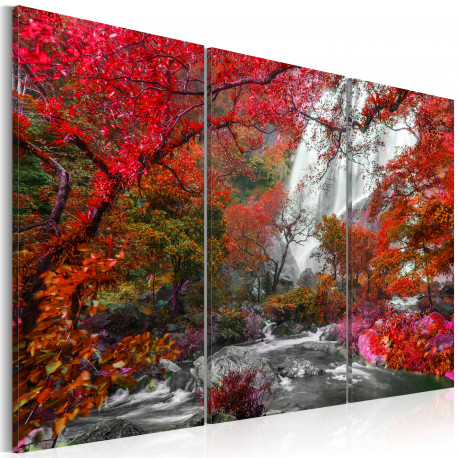 Seinapilt - Beautiful Waterfall: Autumnal Forest - 90x60