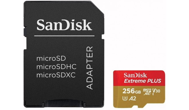 Sandisk memory card microSDXC 256GB Extreme Plus + adapter