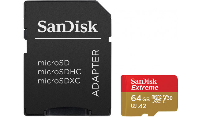 Sandisk memory card microSDXC 64GB Extreme + adapter