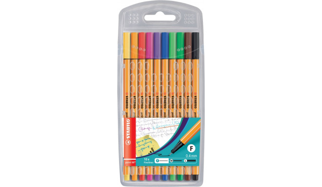 Tindipliiats Stabilo Point 88 fineliner 0,4mm, 10 värvi pakis