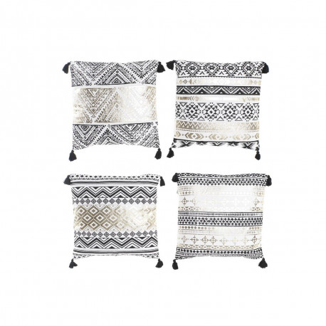 Padi DKD Home Decor Must Kuldne Polüester Puuvill Alumiinium Araablane (45 x 10 x 45 cm) (4 Ühikut)