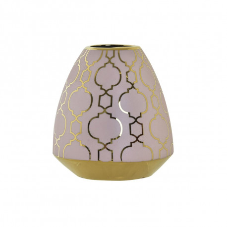 Vaas DKD Home Decor Portselan Roosa Kuldne Idamaine Kroomitud 16 x 16 x 18 cm