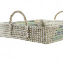 Paplāšu Komplekts DKD Home Decor Dabisks Tirkīzs Balts Tropiskais (48 x 38 x 15 cm)
