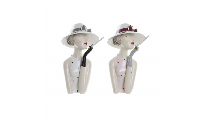 Decorative Figure DKD Home Decor 18,5 x 15 x 31 cm Lady Pink White (2 Units)