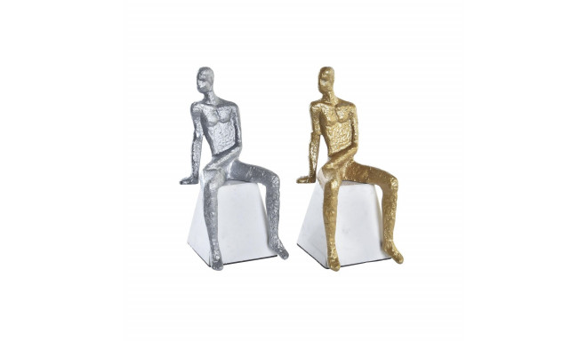 Decorative Figure DKD Home Decor 11 x 12 x 28 cm Silver Black White Men (2 Units)